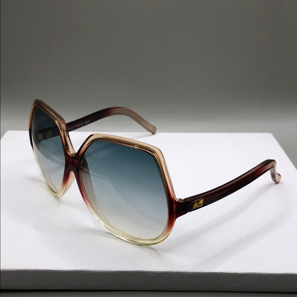 Annie Saral Paris France Vintage Retro Designer Sunglasses Oversized Ombre - Picture 3 of 14